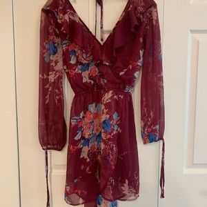 Band of Gypsies Burgundy Floral Dress Sz XS